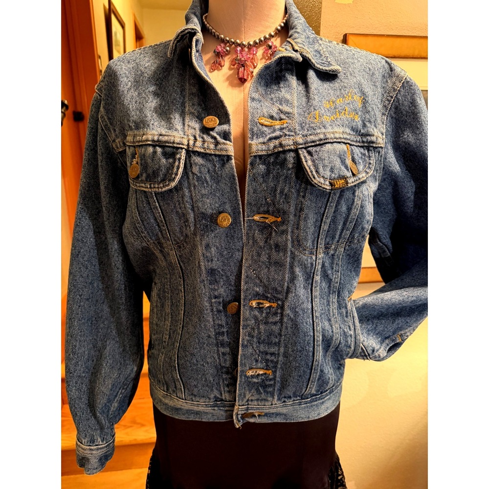 Harley Davidson Jacket Womens Small Blue Denim Embroidered